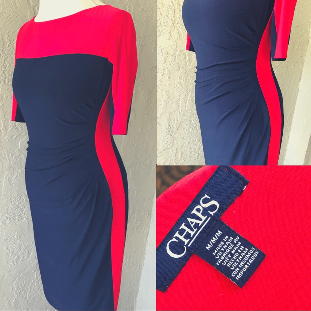 Blue and Red above the elbow dress